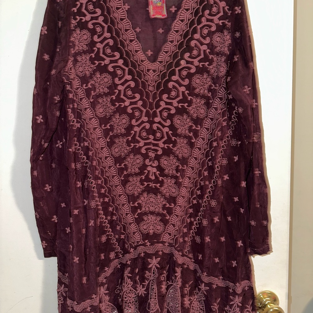 Embroidered Burgundy Dress